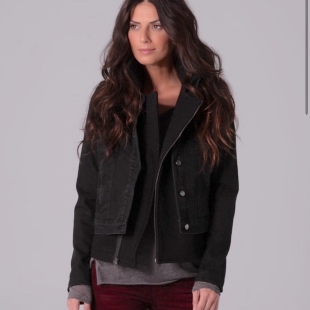 Current/Elliott The Studio Denim & Wool Jacket Coat Travertine 2